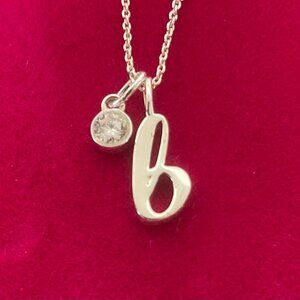 UNWRITTEN Initial & Cubic Zirconia Silver-Plated Charm Pendant Necklace